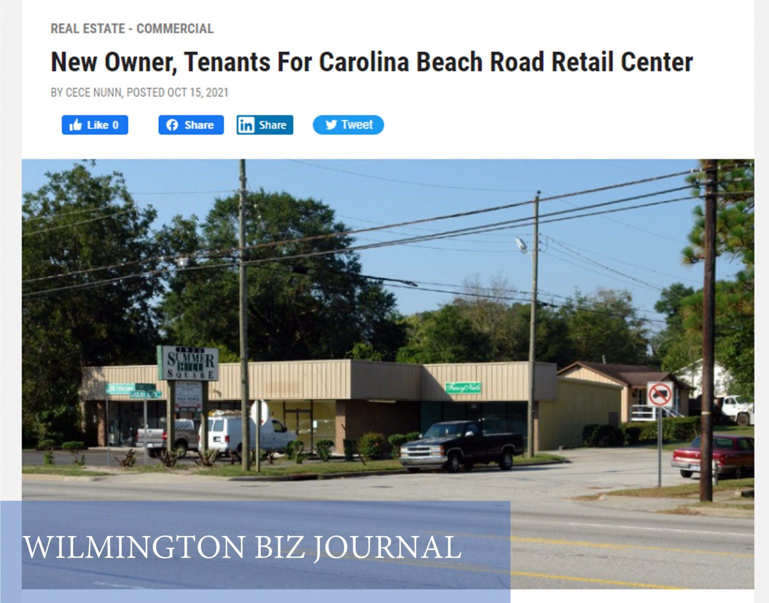 “New Owner, Tenants For Carolina Beach Road Retail Center” Wilmington